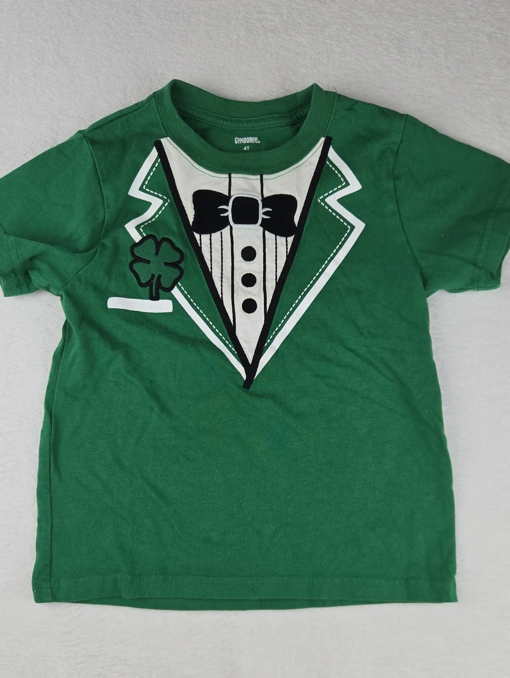 Gymboree St. Patricks Day Suit T-Shirt Size 4T Green Four Leaf Clover